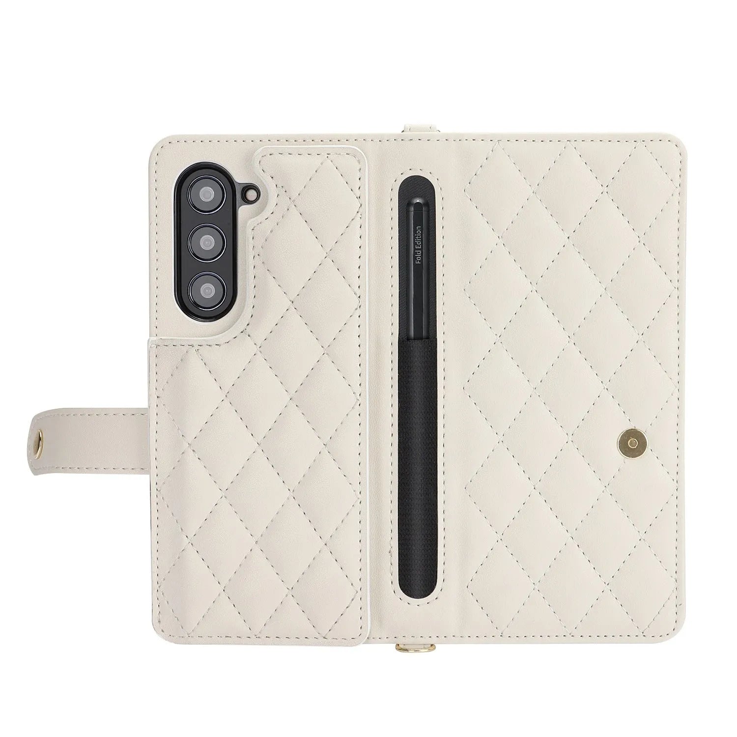 Samsung Galaxy Z Fold 4 folding phone case in purple with PC leather finish and built-in bracket