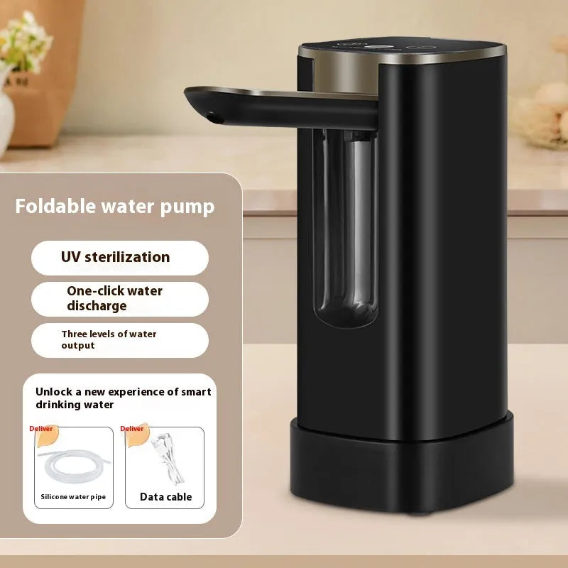 Folding water pump with LCD screen for bucket table installation