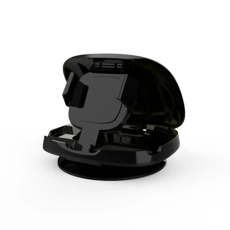 Black plastic rotating suction cup car navigator bracket mounted on a windscreen