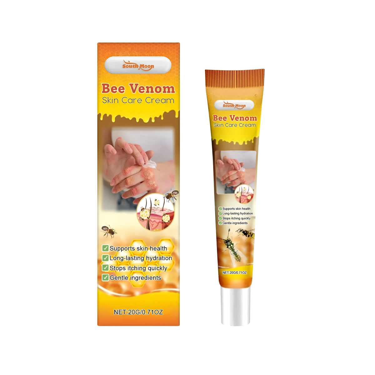 Bee venom and mint leaf face cream 20g with glycerin, mineral oil and allantoin for daily facial skin care