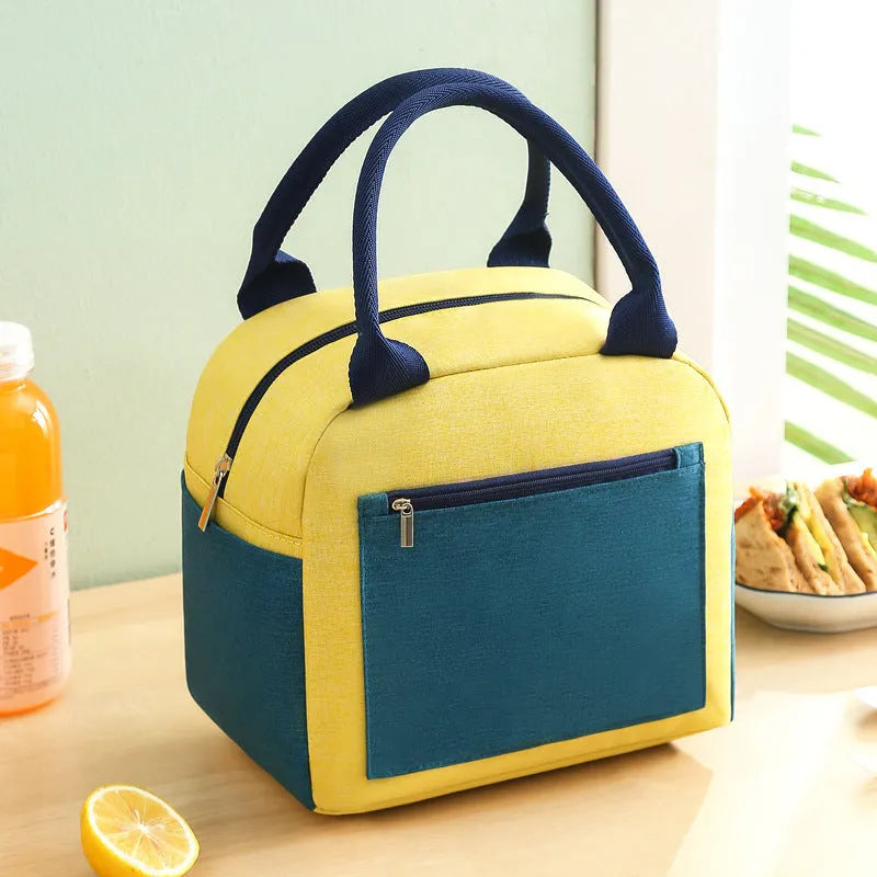 Aluminium foil insulated lunch bag in oxford cloth, shown in blue colour