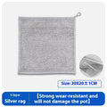 Silver wire and coloured microfiber kitchen cleaning cloths in 20cm and 25cm squares.