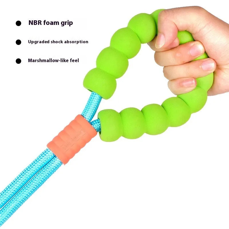 Non-slip nylon pet hand holding rope lead strap in mint green, grape purple, sea salt blue, pink, cherry red and lemon yellow