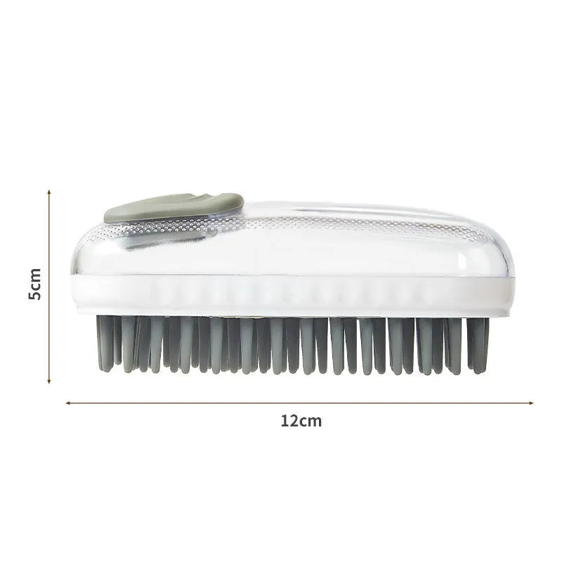 Silicone pet bath brush with flexible bristles for washing cats and dogs in bath