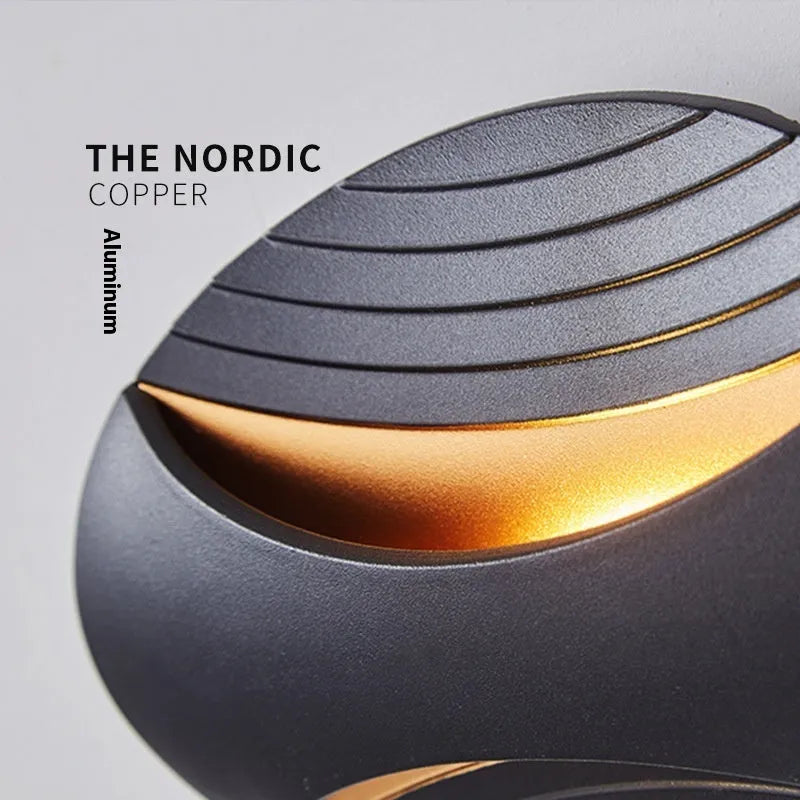 Modern minimalist aluminium wall lamp with IP65 waterproof rating in black gold finish