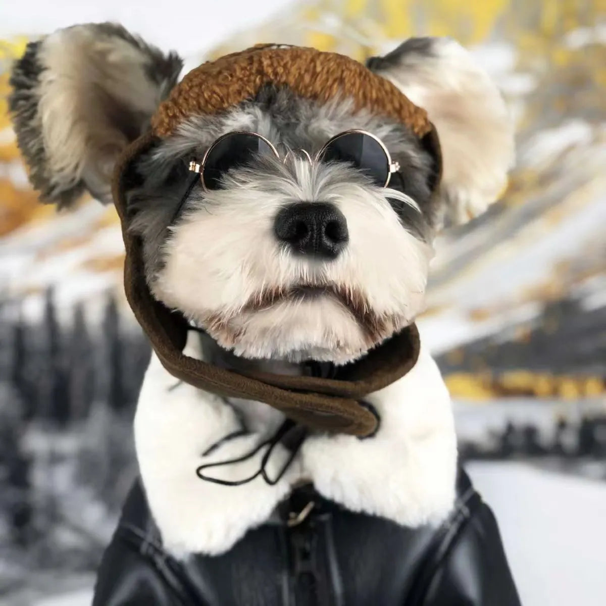 Leather dog jacket in black and brown colours for autumn winter wear with vest style options