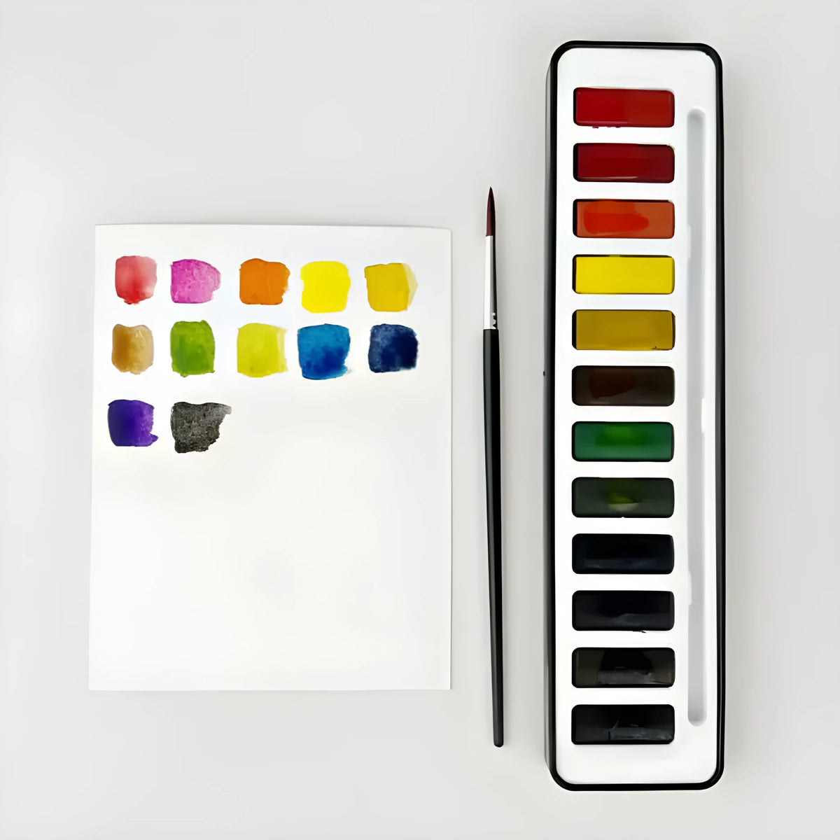 Portable household natural pigment palette paint box with twelve colours in a fashionable case
