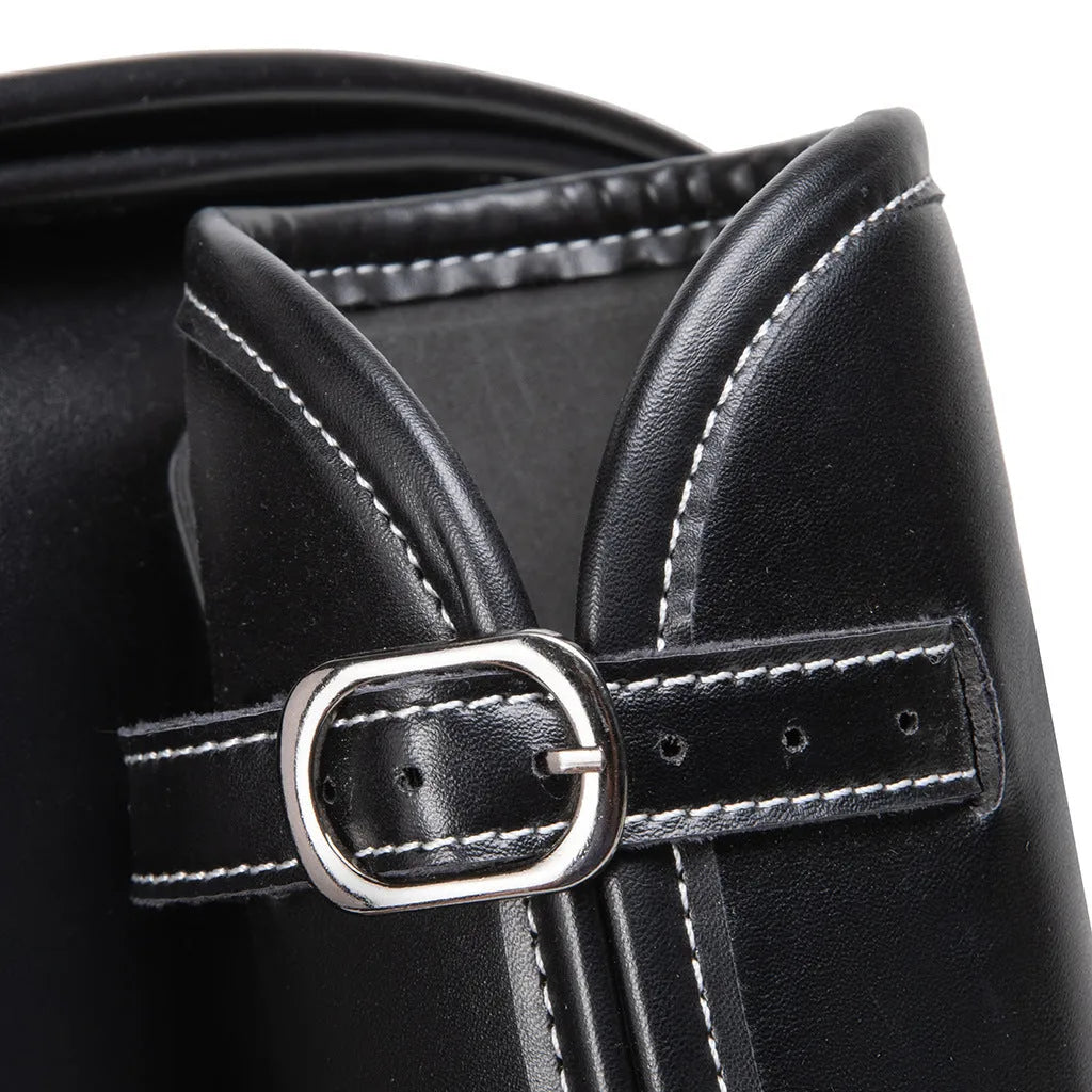 Dark punk style motorcycle tail bag with a built-in coded lock, made from PU material.