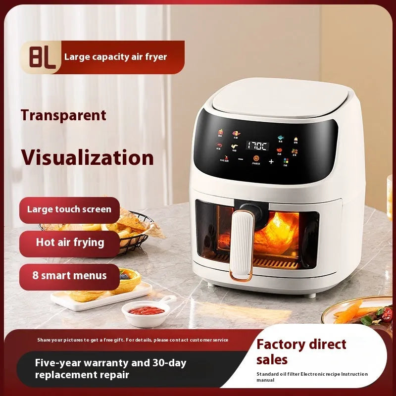 Home Visual Touch Screen Large Capacity Air Fryer with 8L capacity and colour touch screen controls