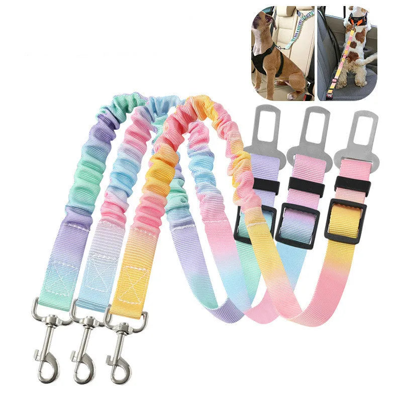 Elastic polyester pet hand holding rope for car use, 60-80cm long and 2.5cm wide, in gradient colours
