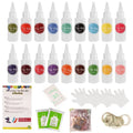 Children's 18 colour tie dye powder set with 30ml bottles, accessories and storage box
