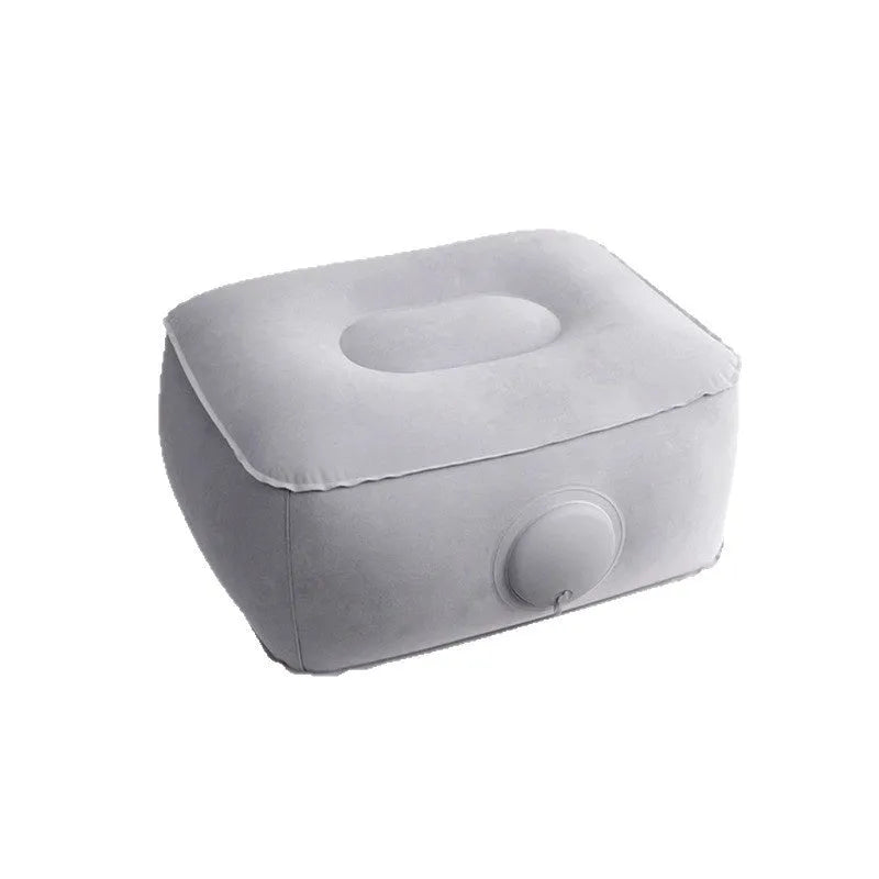 Inflatable seat cushion with flocked texture shown inflated and folded