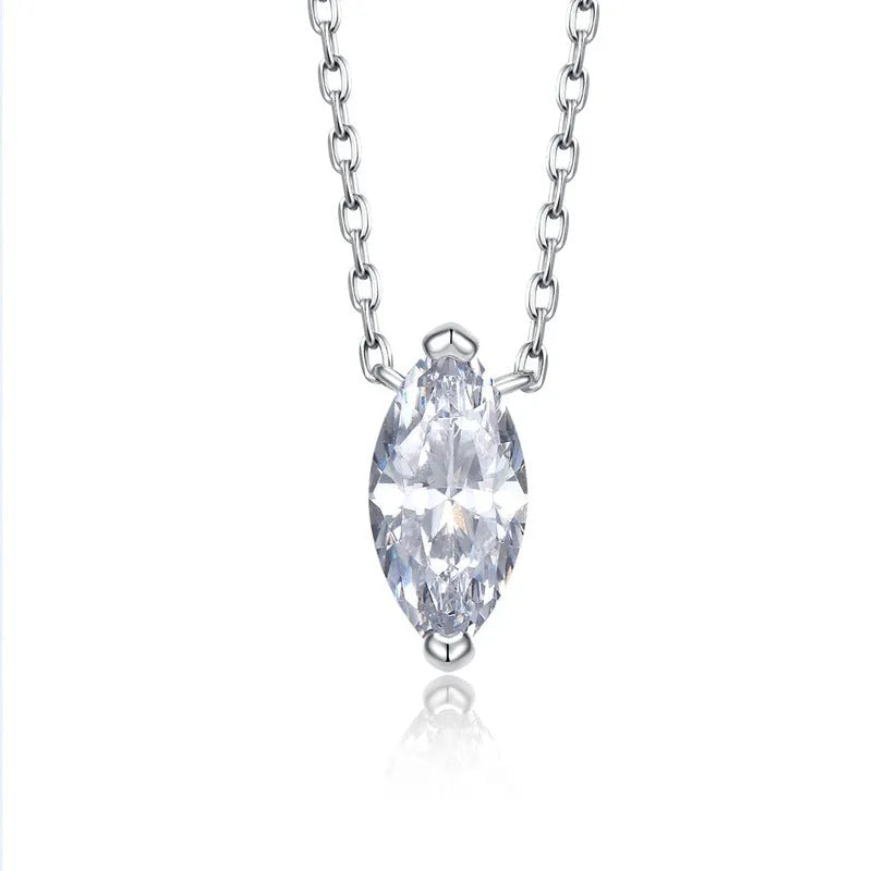 Women's 925 silver twin clavicle necklace with olive diamond design, gold or platinum electroplated finish