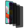 Tempered glass screen protector film for Samsung mobile phone showing privacy anti-peep effect.