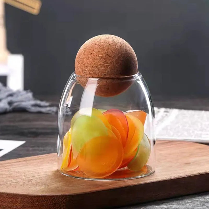 Glass food storage tank three-piece set spherical transparent design modern simplicity