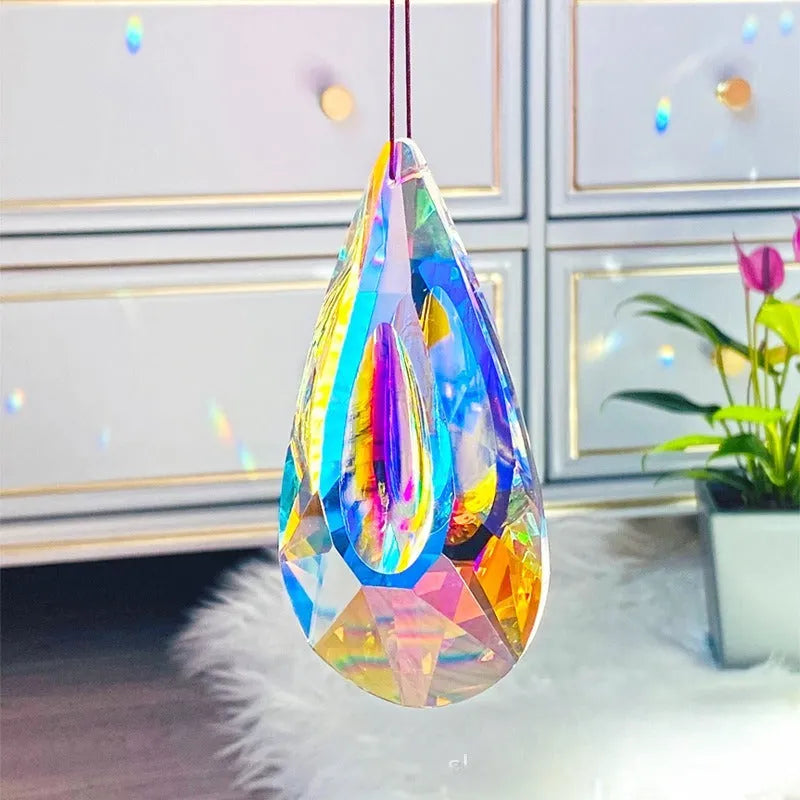 Colourful crystal pendant decoration with electroplated finish for Christmas tree