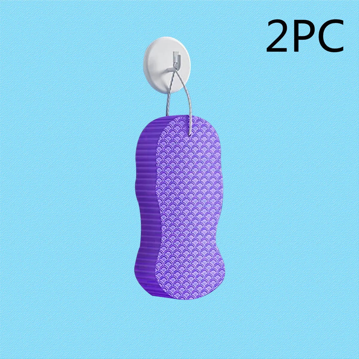 3D fish scale pattern bath sponge ball in white, grey, pink or light blue colours for gentle body exfoliation