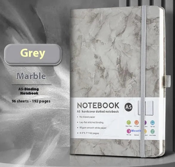 A5 diary notebook with soft skin-feel PU leather cover, strap closure, and horizontal line inner pages