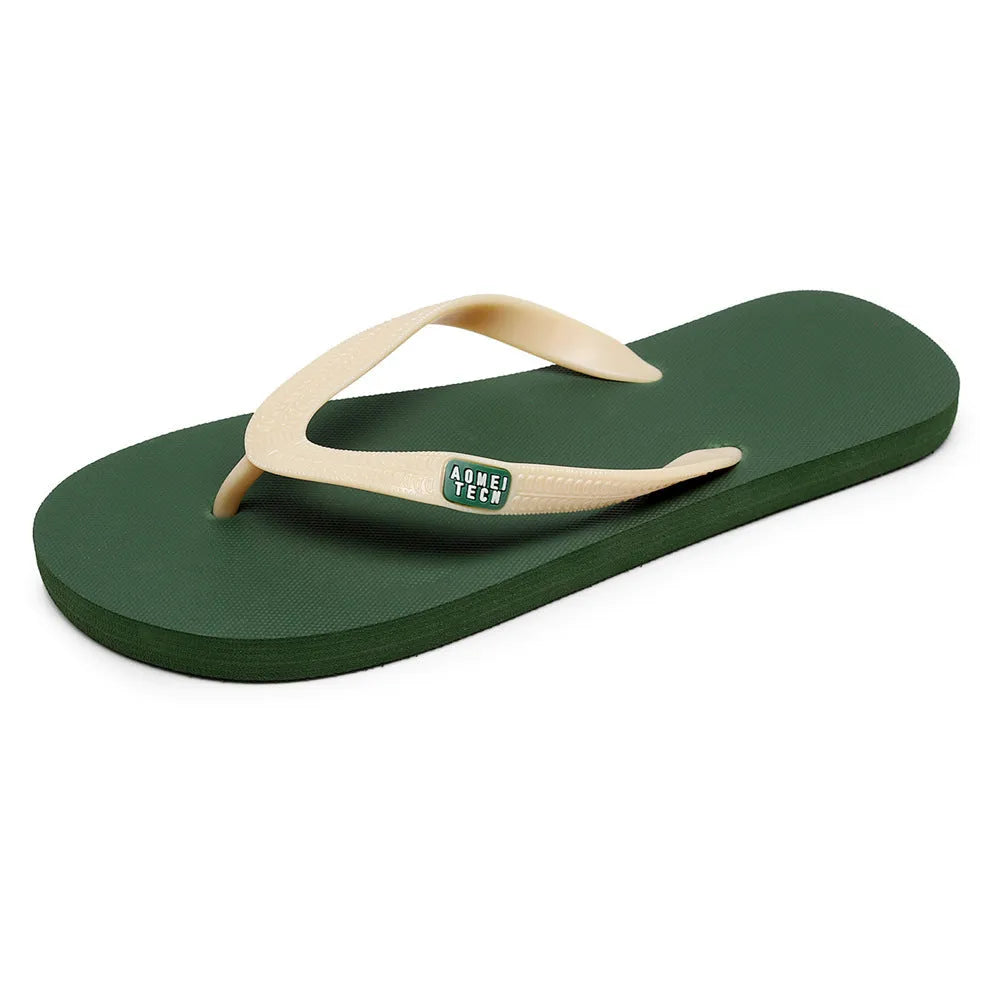 Men's black flip-flops with a textured rubber sole and lightweight EVA upper.