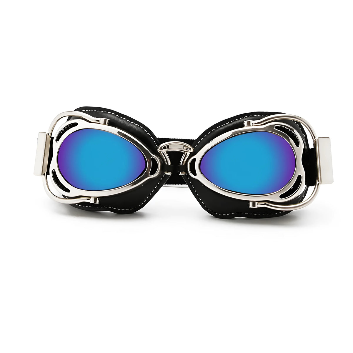 Motorcycle windproof goggles with PU full rim frame and retro pilot design in multiple lens colours
