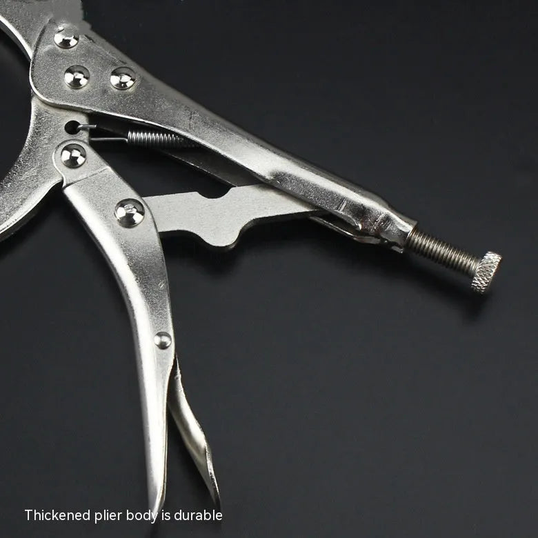 45 steel vise grip oil filter removal wrench tool showing adjustable clamps and 225mm handle length.