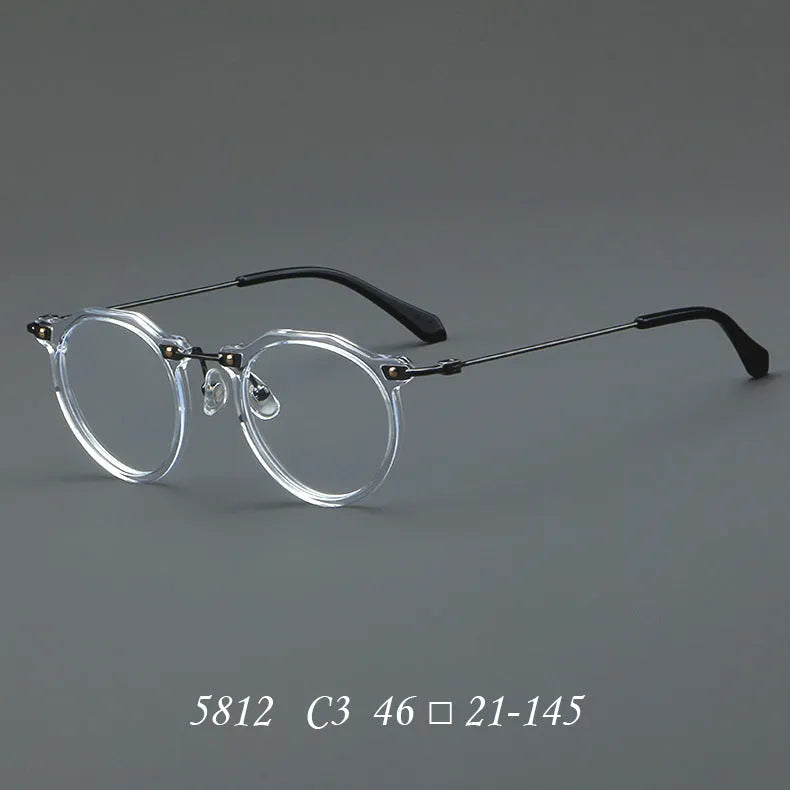 Round metal optical glasses 5812 retro rim in bright black with AC lenses