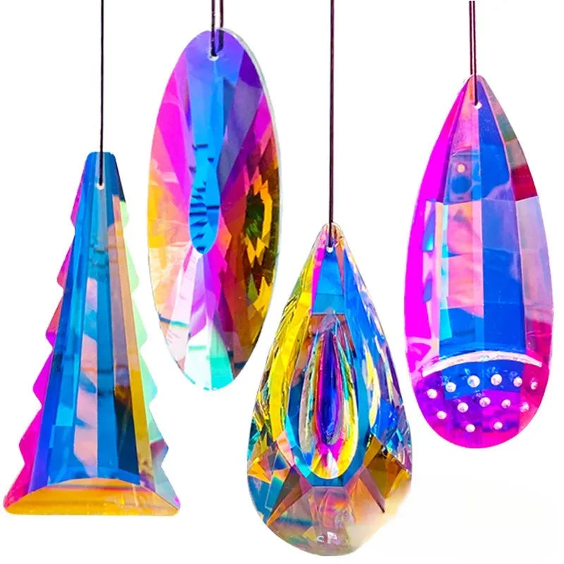 Colourful crystal pendant decoration with electroplated finish for Christmas tree