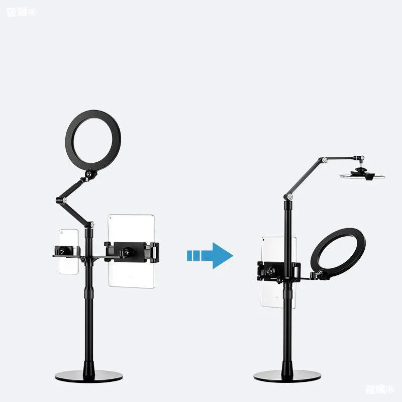 Mobile phone live broadcast desktop multi-camera stand with alloy frame and LP-4p style