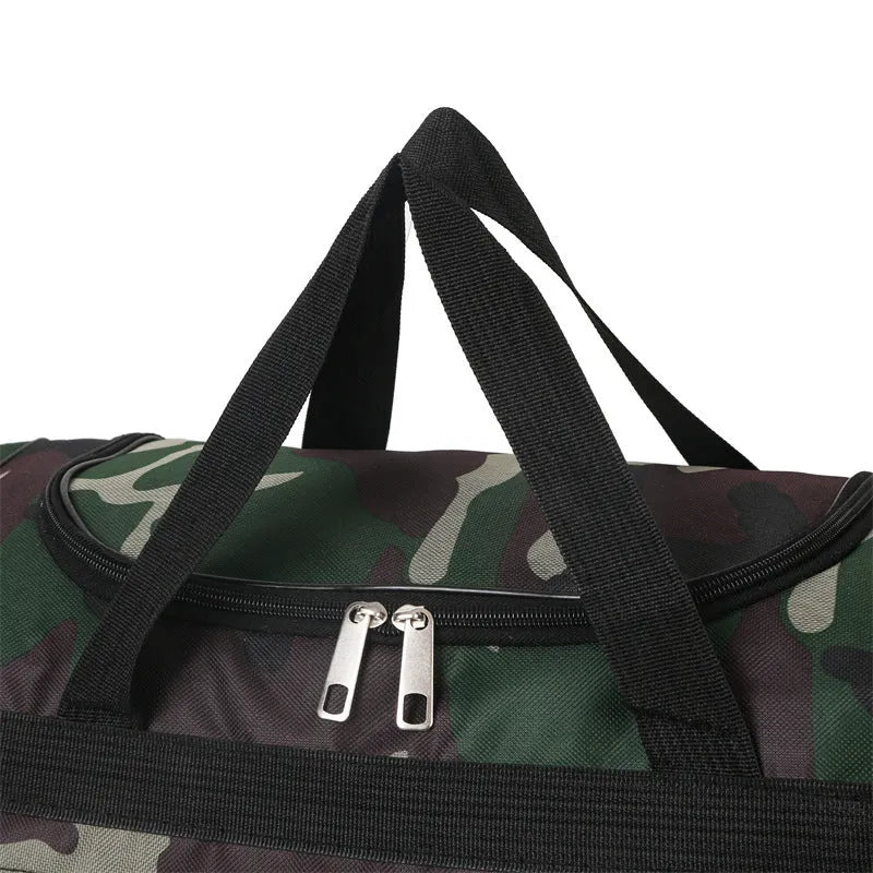 Camouflage pattern luggage bag with waterproof fabric construction and 20L capacity