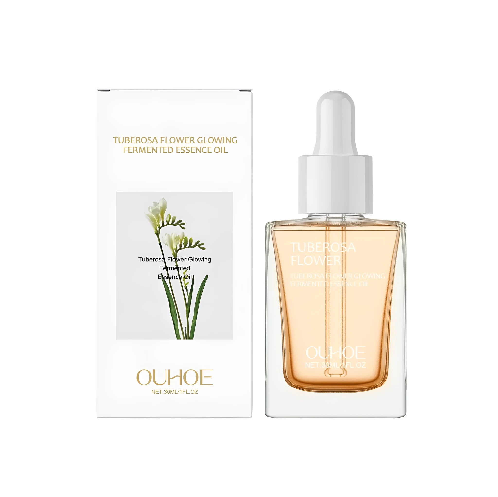 30ml bottle of tuberose brightening and firming facial treatment oil with vitamin E.