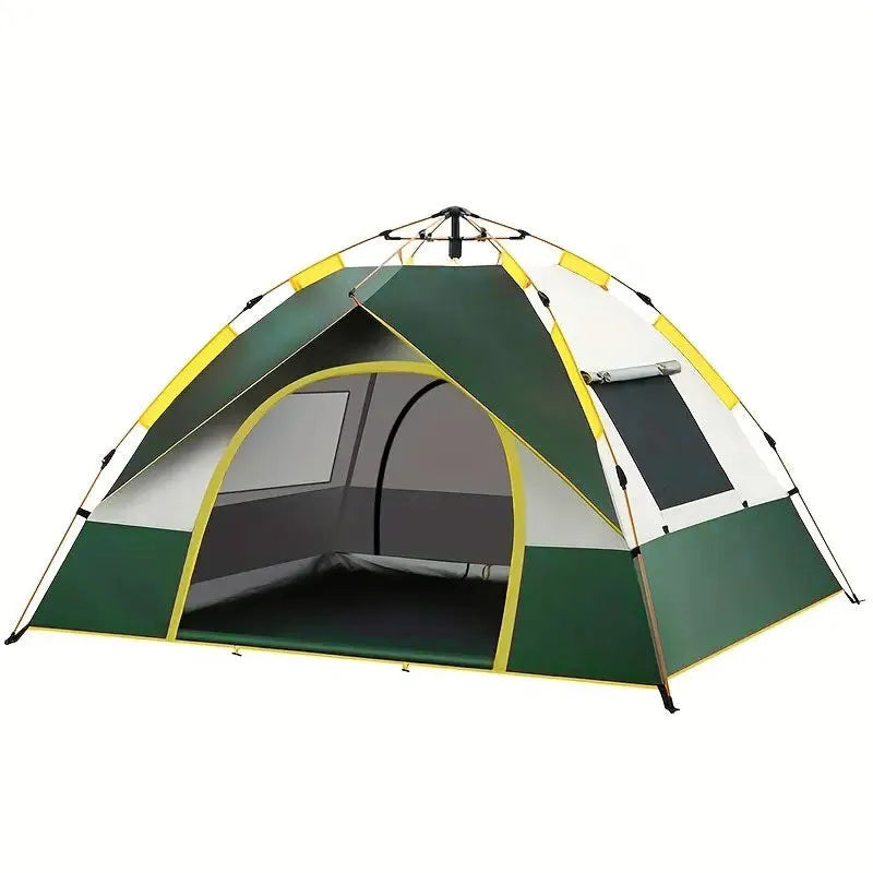 Dark green silver glue camping tent with automatic quick-opening system for 3-4 people