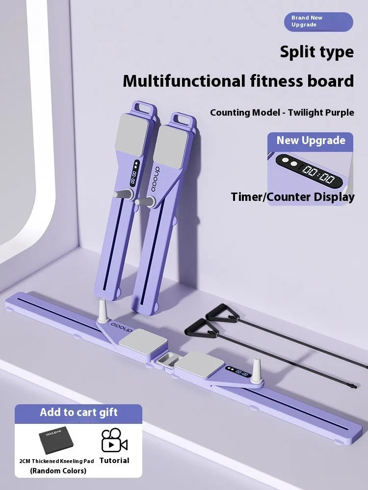 Purple split multifunctional skiing machine trainer with charging counter, 85cm PP construction on home gym floor