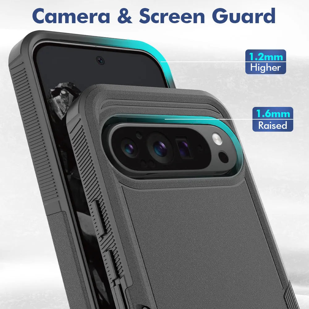 Two-in-one dual-layer TPU and PC phone case for Google Pixel 9 showing Army Green colour with drop protection