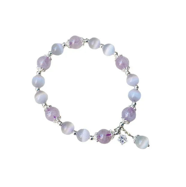 Opal amethyst crystal bracelet with moon shape design over 20mm for women