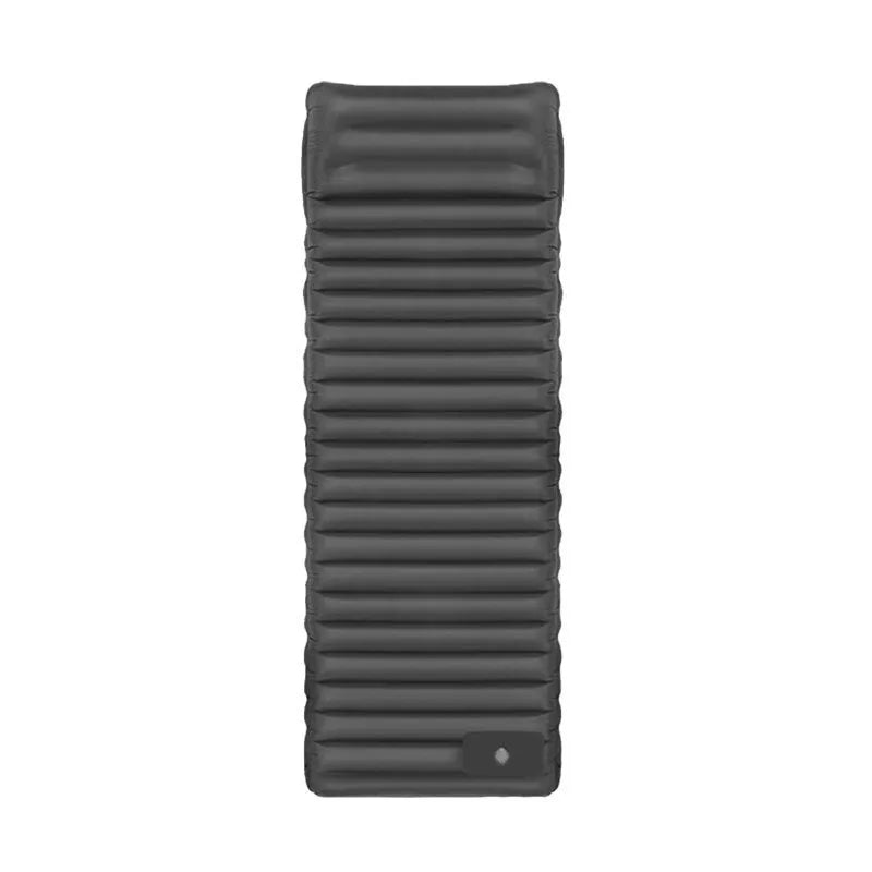 Single size inflatable camping mattress showing 10 cm thickness and portable folded design