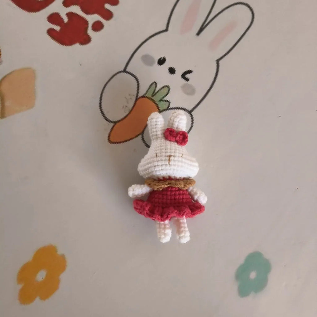 Hand-crocheted wool rabbit key chain pendant decoration accessory