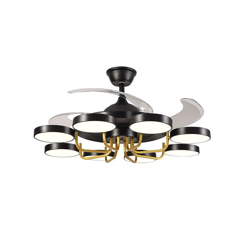 Modern Nordic ceiling fan lamp with 72W LED three colour dimming, 42 inch fan, gold mould finish
