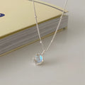 Polished 925 silver curb chain necklace with geometric pendant, adjustable 41-50cm, silver-tone women's jewellery