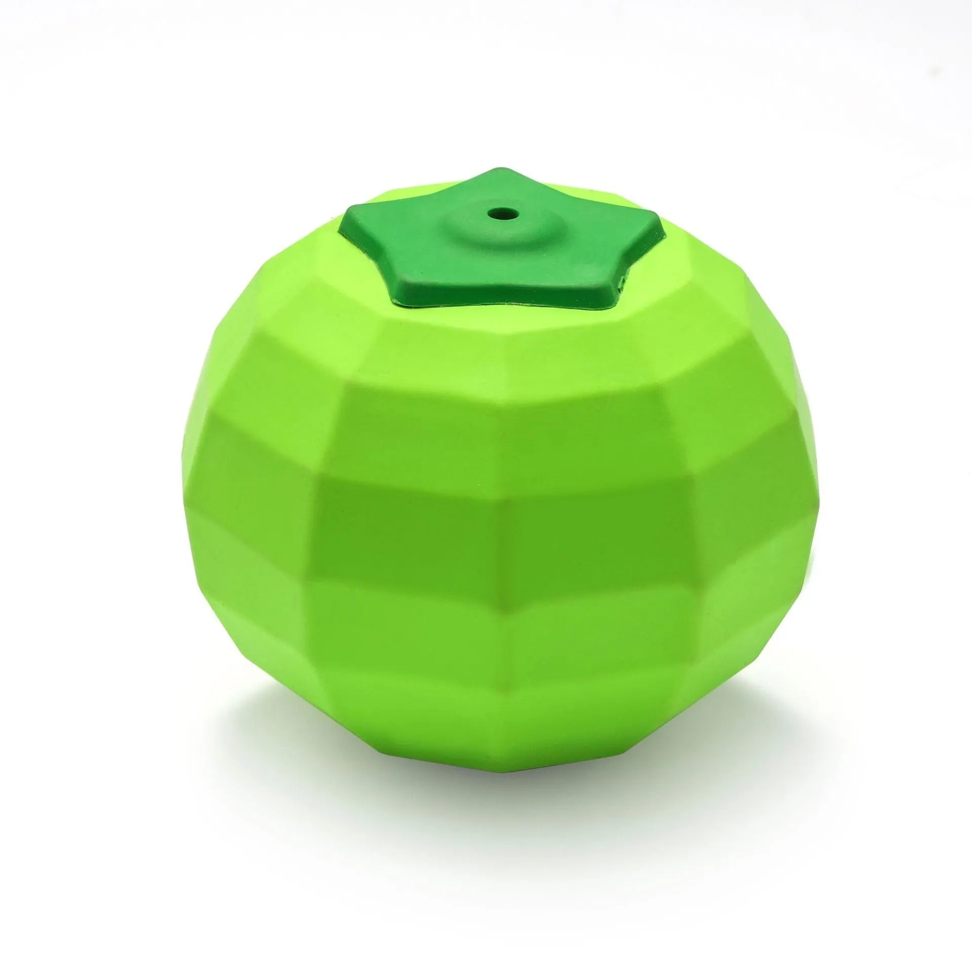 Green natural rubber dog squeaky chew toy with textured surface for aggressive chewers
