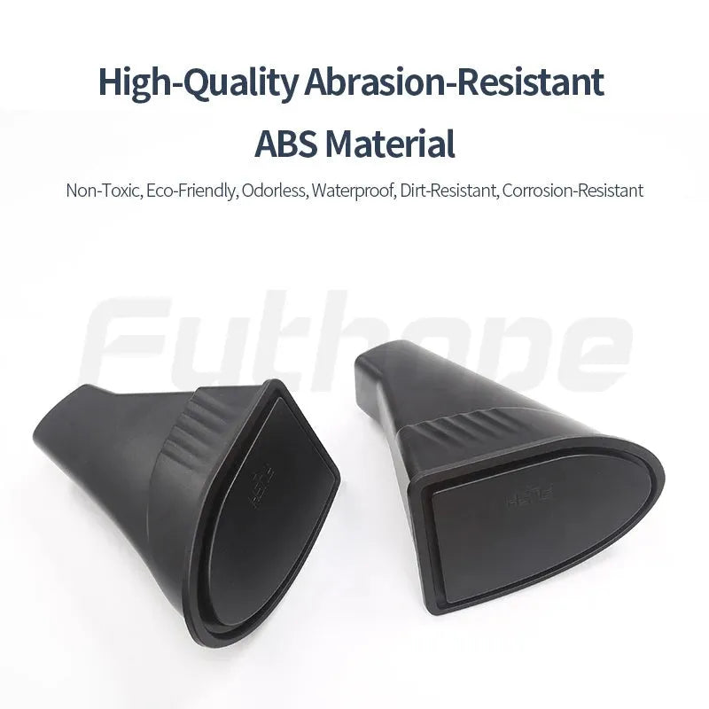 Two black plastic car trash cans designed for Tesla Model Y door pockets.