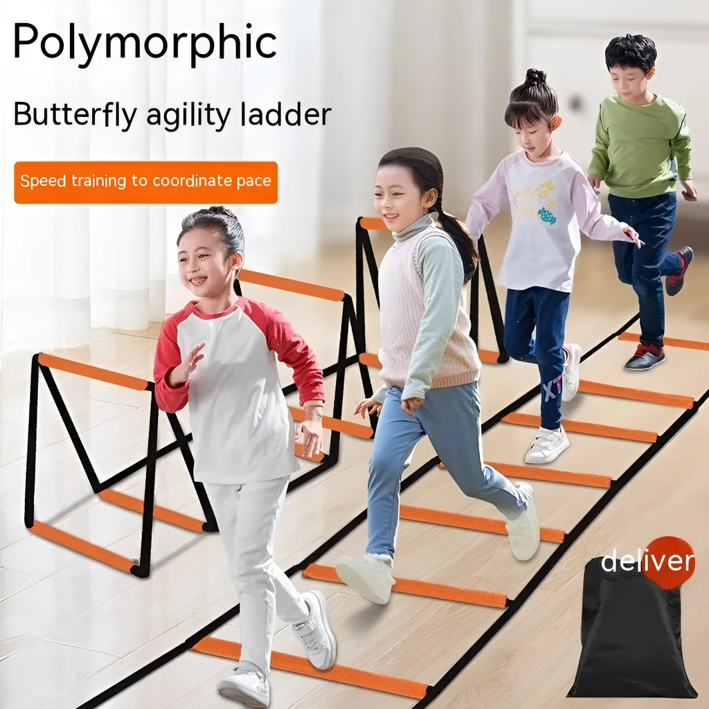 Plastic butterfly agility training ladder laid flat on ground for footwork and jump drills.