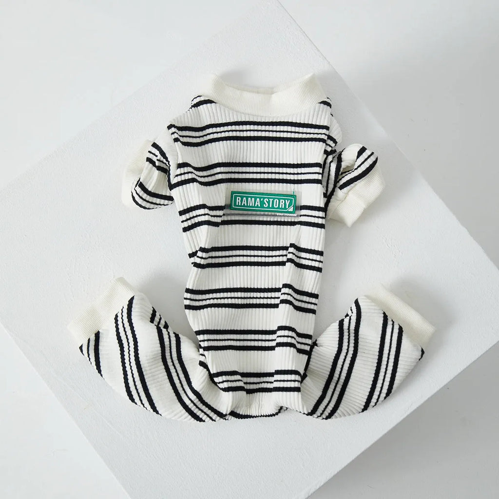 Thin striped polyester pet clothing for dogs and cats in spring summer homewear style
