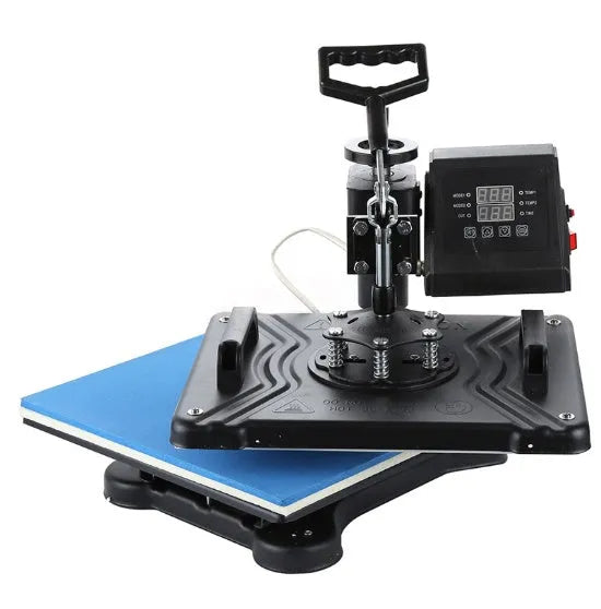 Black thermal transfer printing machine for t-shirt and fabric customisation with 70x70x35cm dimensions