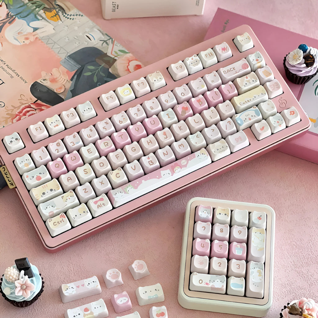 Meow Meow Team Height mechanical keyboard key cap set with 141 pieces and five-sided sublimation printing