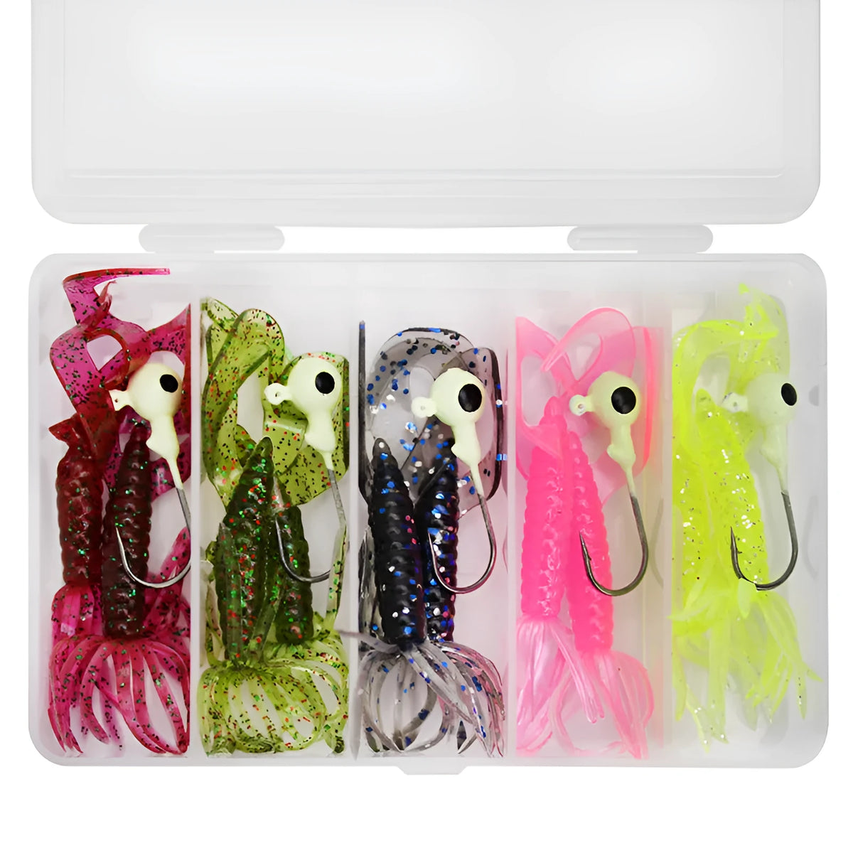 Umbrella bionic soft maggots fishing lure in PVC material, W197 size, multiple colours
