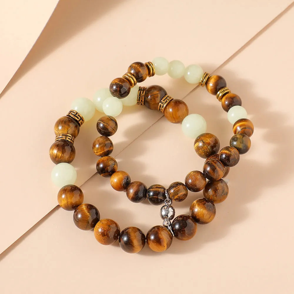 Amber Y552 luminous couple bracelets with geometric patterns in retro fashion style