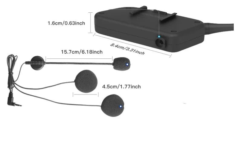 V6 Pro motorcycle Bluetooth intercom unit with mounting clip and headphones