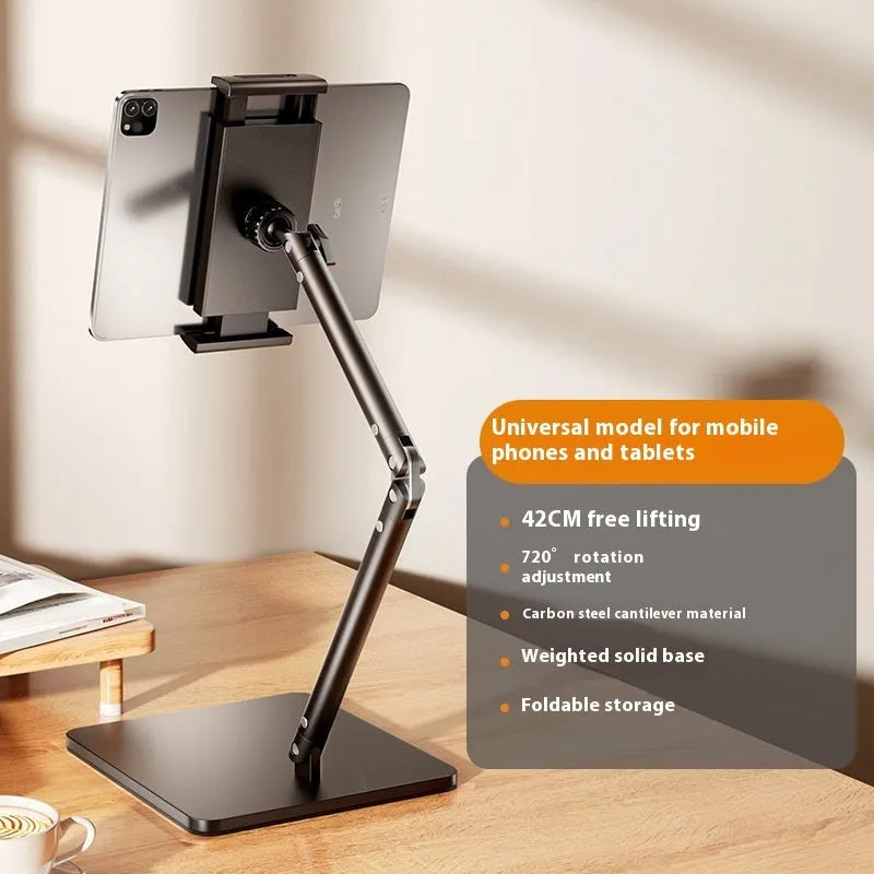 Alloy mobile phone desktop bracket with adjustable arms and remote control for live streaming