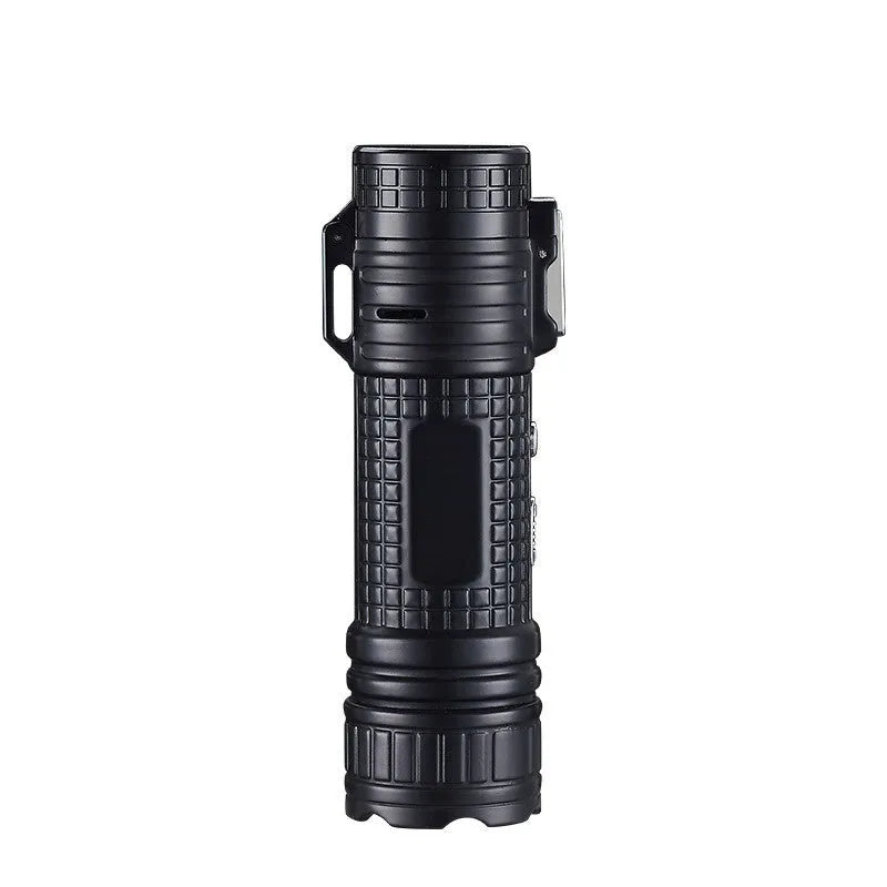 TH727 multi-function metal flashlight lighter showing camouflage colour option with both lighting functions