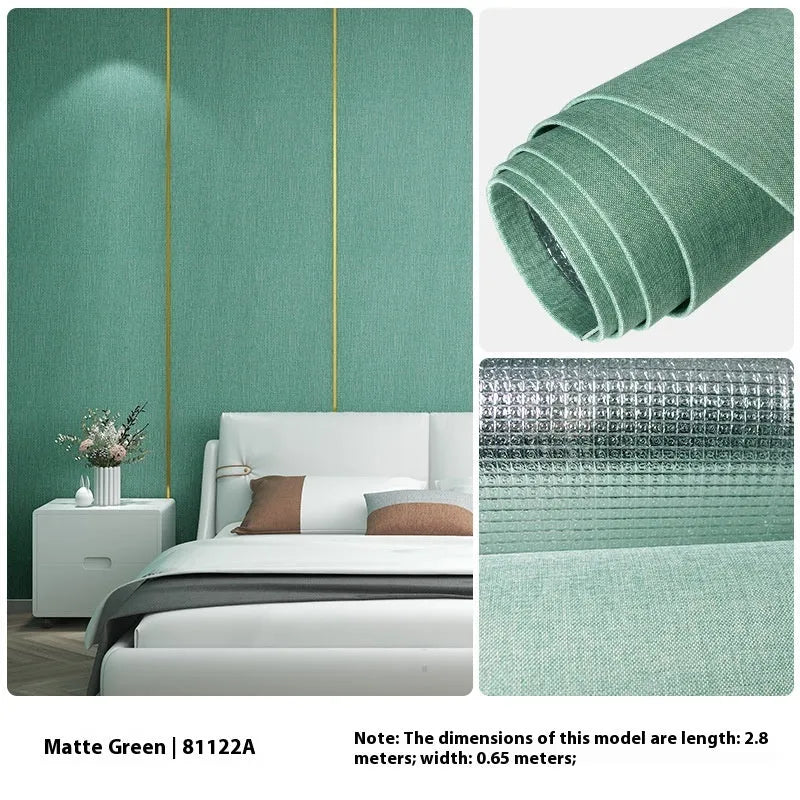 Linen self-adhesive waterproof seamless wall cloth in beige colour for whole house modern minimalist decoration
